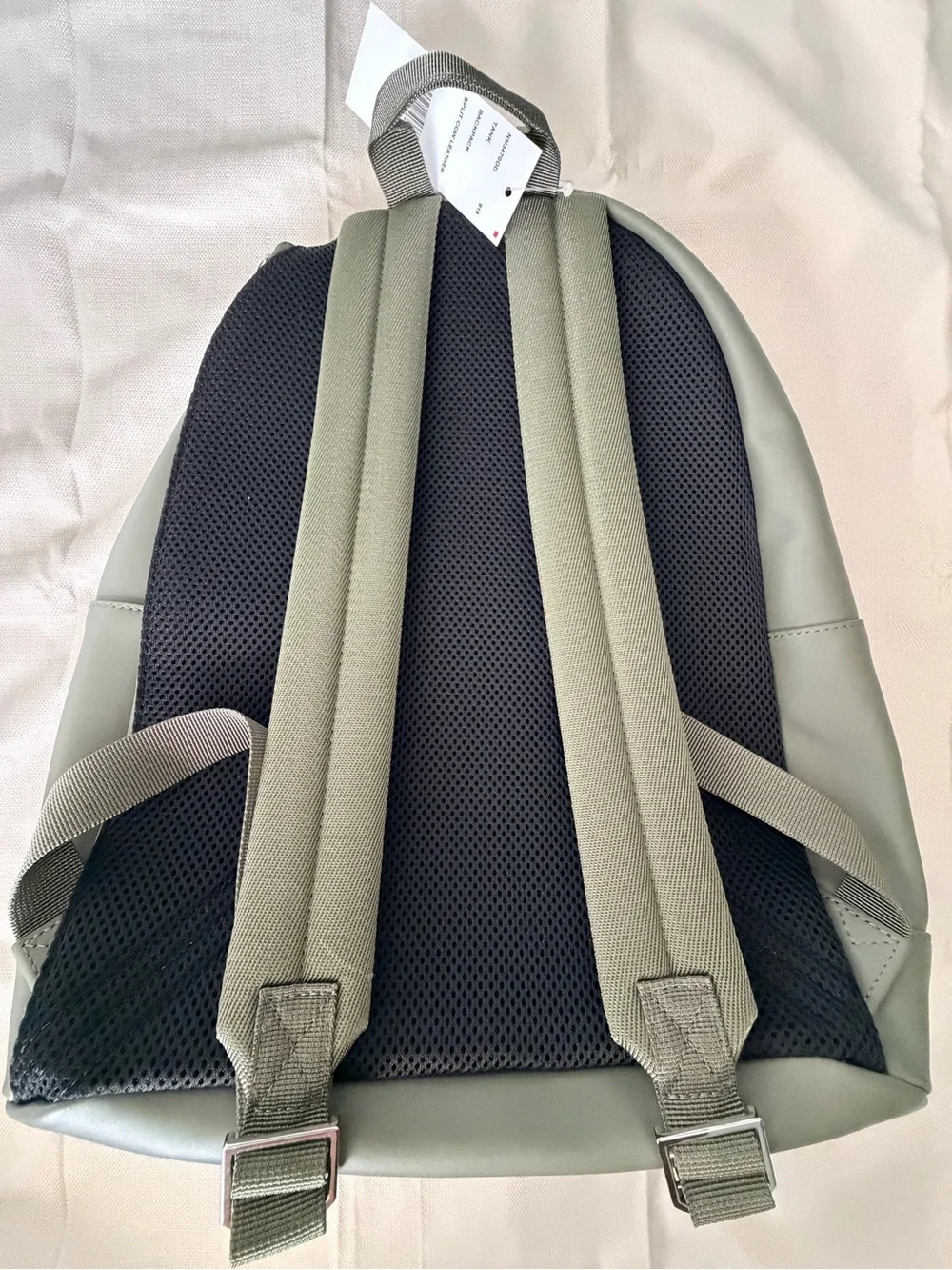 Lacoste Men's Khaki Green Smooth Leather Backpack